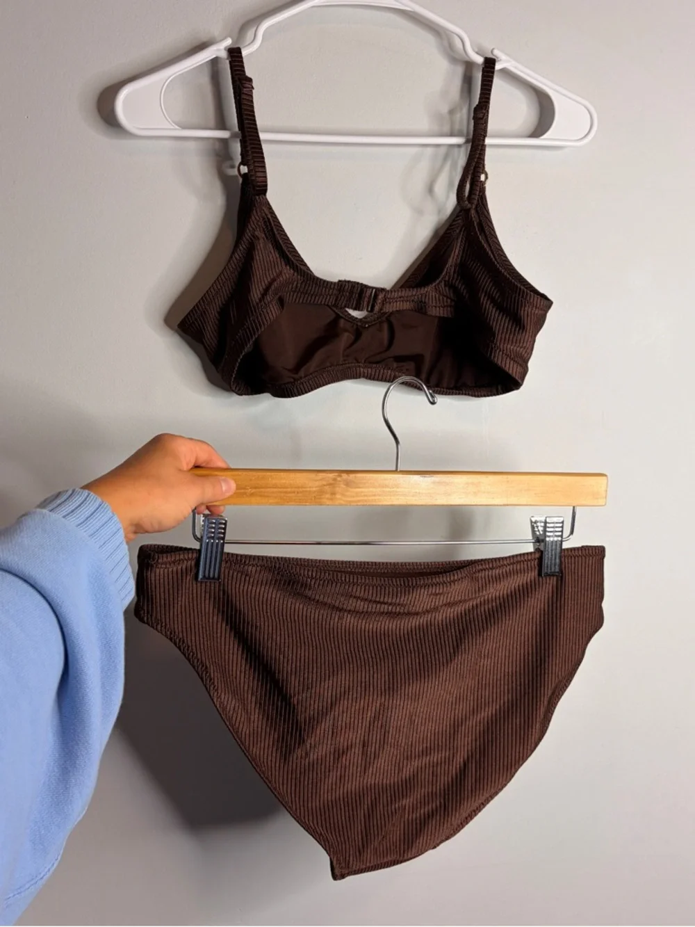 Aerie Ribbed Brown Bikini Set - Women's Swimwear Large - Picture 6 of 7